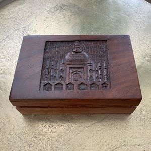 Handmade Acacia Wood Carved Jewelry Box